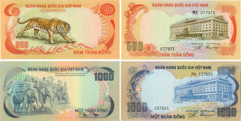 S Vietnam 500 & 1000 Dong (1972)  P33/4 Unc