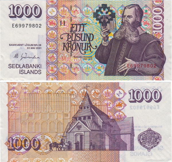 Iceland 1000 Kronur nd  P59 Unc