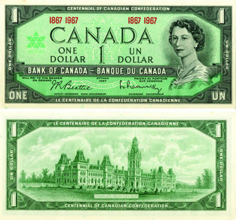 Canada 1 dollar 1967 Centennial  P84a Unc