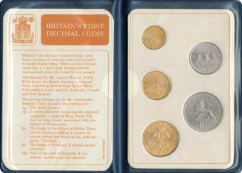 Elizabeth II, Blue Wallet Decimal Coins with Nice Plastic Case