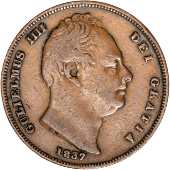 William IV, Farthing (Copper) Very Fine_obv
