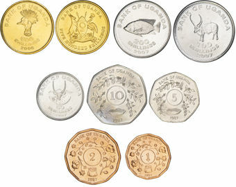 Uganda Mint Set 1987-2009 8 Values_obv