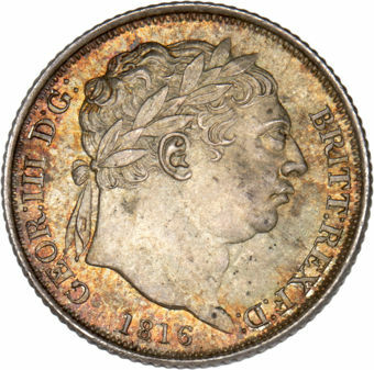 George III, Bull Head Sixpence 1816 Gem Unc_obv