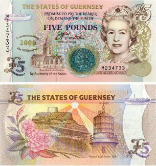Guernsey £5 2000 P60 Millenium Issue Unc_obv