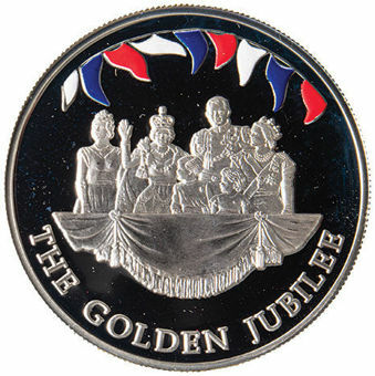Falkland, 2002 50 Pence Silver Proof, Coronation Balcony_rev