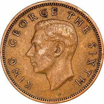 New Zealand, 1952 Halfpenny Circualted_obv