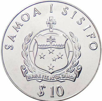 Western Samoa, $10 (Olympics) Silver 1980 Unc_obv