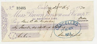 Brown, Janson & Co Cheques