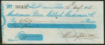 Masterman, Peters, Mildred, Masterman & Co Cheques