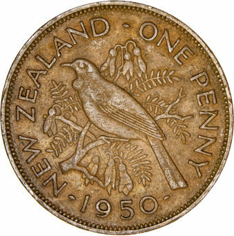 New Zealand, George VI 1950 Penny Fine_rev