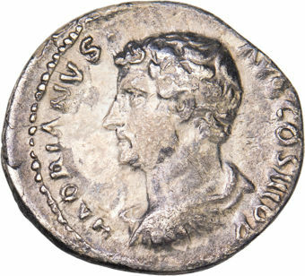 Hadrian, AD 117-138, Silver Denarius, Rev. SALVS AVG_obv