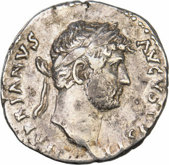 Hadrian AR Denarius, Rev. COS III_obv