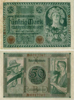 Germany 50 Marks 1920 P68 AU/Unc
