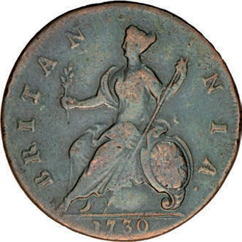 George II Young Head Halfpenny Near Very Fine_rev