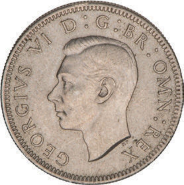 George VI, English Shilling 1949 Uncirculated_obv