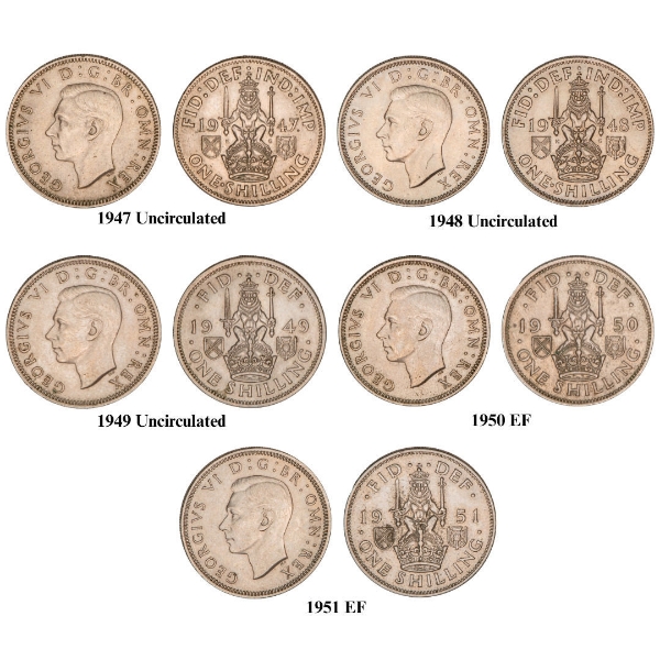 The first Scottish Cupro-Nickel Shillings  (1947-1951)
