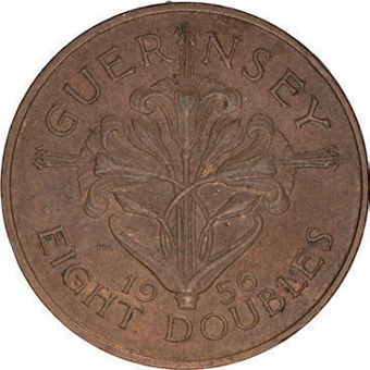 Last 8 double coins from Guernsey_rev_extremely_fine