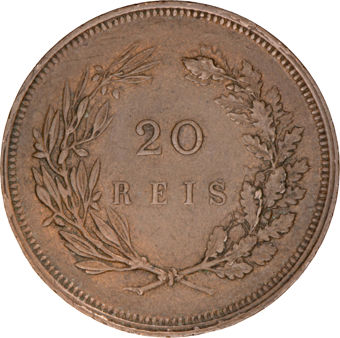 Old Portuguese 20 reis coins_rev_carlos