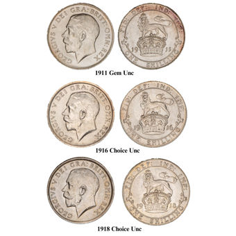 High Grade Shillings of George V