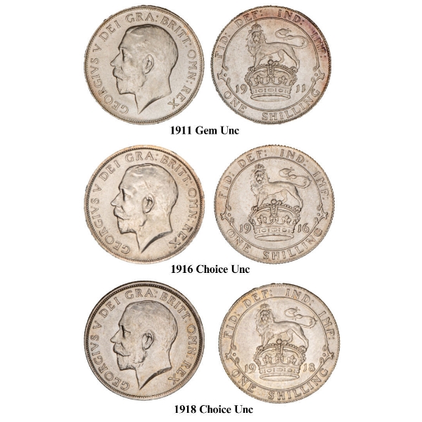 High Grade Shillings of George V