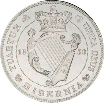 Rare Low Mintage Patina Crownsized_WilliamIV-1830-Ireland_rev