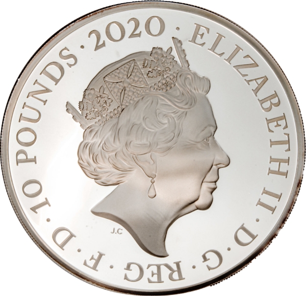 David Bowie Silver Proof £10 5 Ounce 2020. Mintage 487_obv