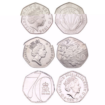 Three Different Commemorative 50p Coins EF-UNC_main