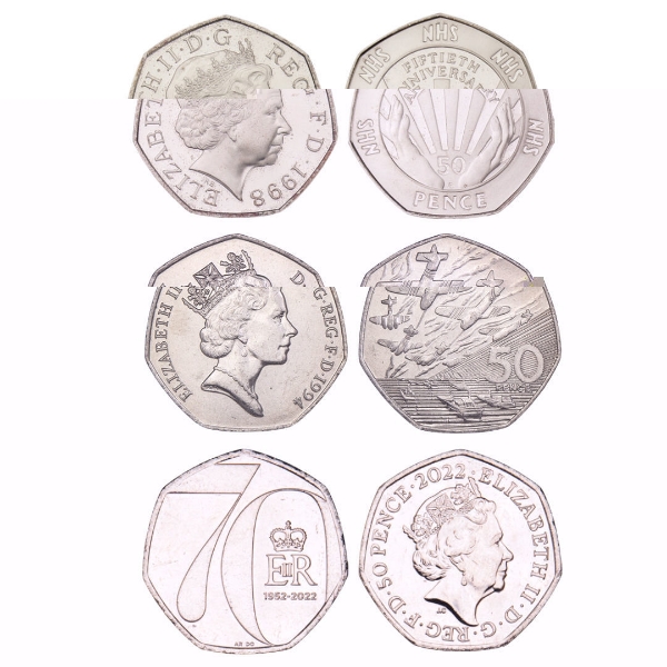 Three Different Commemorative 50p Coins EF-UNC_main