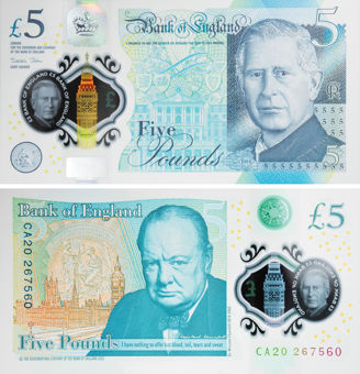 Sarah John £5 Polymer King Charles III  B419 1st Prefix CA Unc
