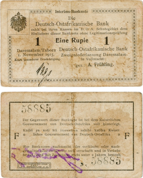 German East Africa 1 Rupie Nov 1915 P9Ab VG-Fine +