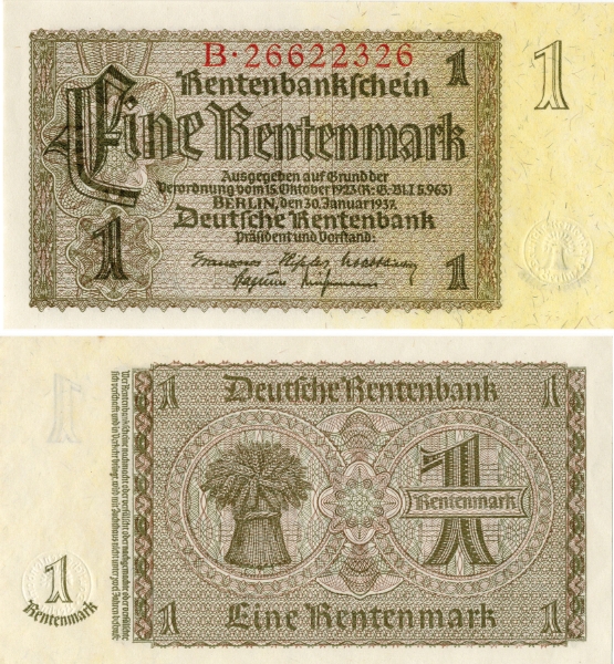 Germany 1 Rentenmark P173 Unc