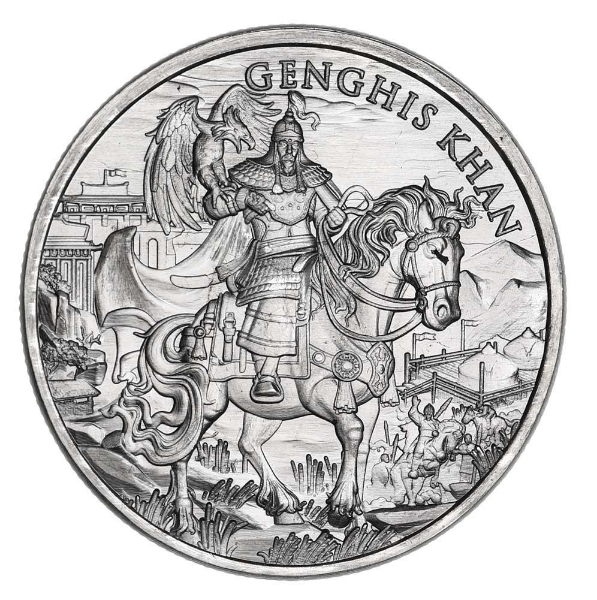 Genghis Khan Silver 1 Ounce Round_obv