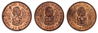 New Zealand Set of Three 1960's Halfpennies_rev