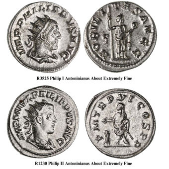 Philip the Arab and Philip II 244-249 AD. Father and son duo who ruled an Empire