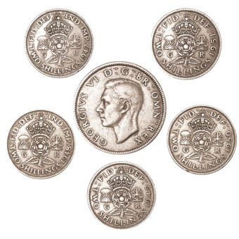 George VI, Florin Collection 1947-1951 Cupronickel