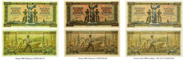 Greece, Nike 5000 drachma, 1942. (P119)
