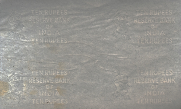 WIN1095 - Full Uncut Sheet of Ten India Rupees Notes