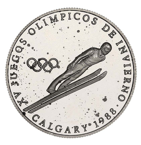 Panama, 1 Balboa, 1988 Olympic Ski Jump_obv