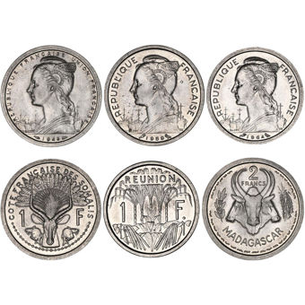 Set of Three French Colonial Coins, Uncirculated_main