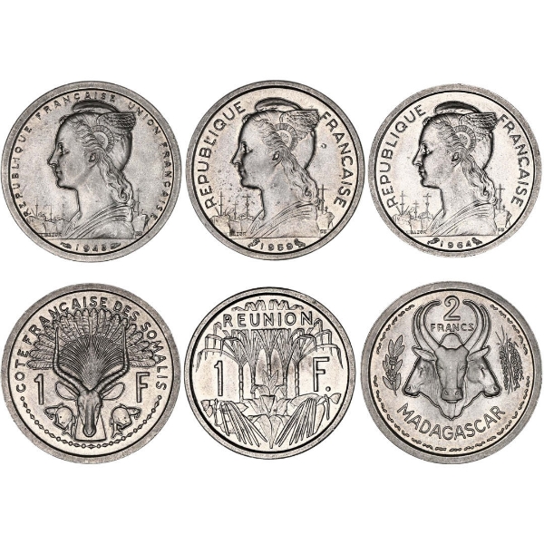 Set of Three French Colonial Coins, Uncirculated_main