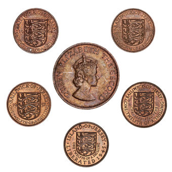 Complete Set of QEII Jersey Pennies Uncirculated
