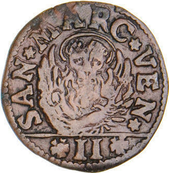 Scarce Venice 2 Soldi 1691-1709 Very Fine_obv