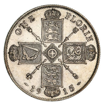 Better Sterling Silver Florins  of George V_1915_rev