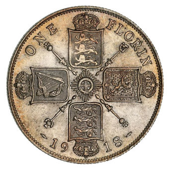 Better Sterling Silver Florins  of George V_1918_rev