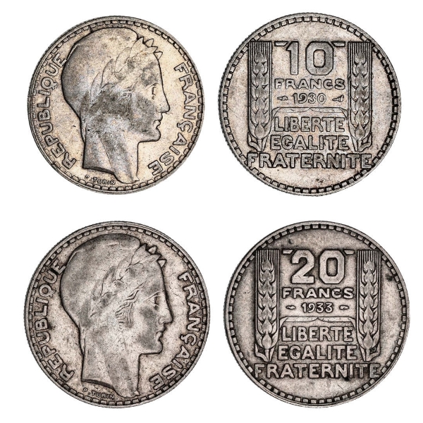 French 10 & 20 Franc Pair, Very Fine_main