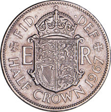 Elizabeth II, Halfcrown 1967 Unc_rev