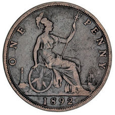 Victoria, Penny, 1892, Fine_rev