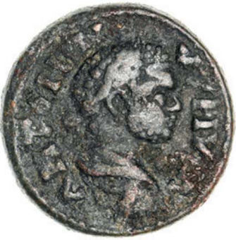 Parion Bronze Coin of Caracalla with Capricorn Reverse. About Very Fine_obv