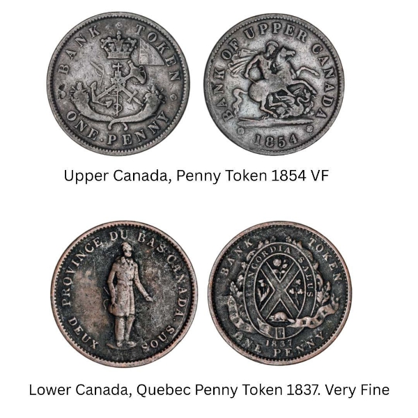 Old Canadian penny tokens