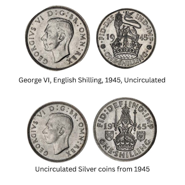 Uncirculated Silver coins from 1945